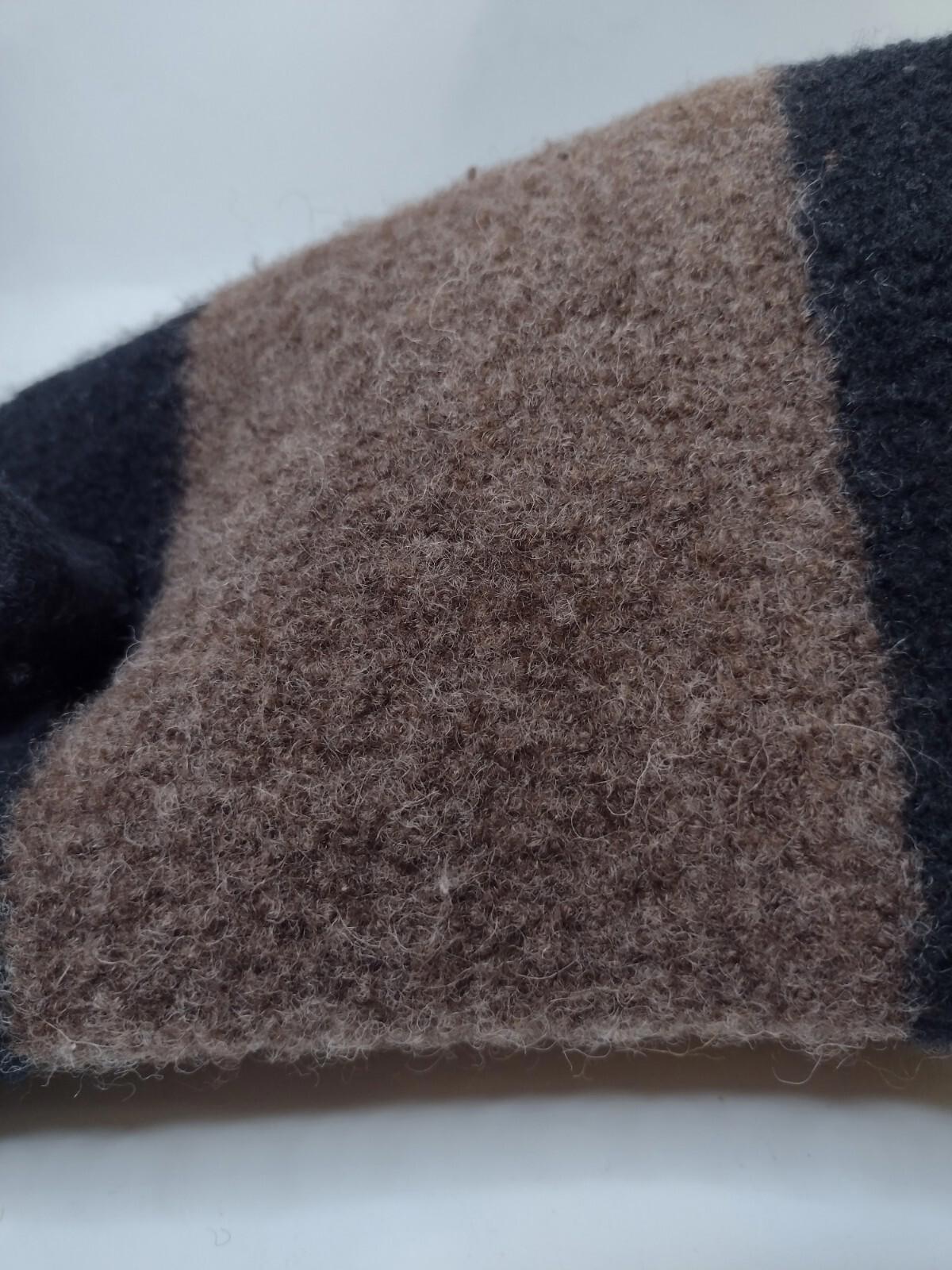 Handmade Wool Tote Bucket Bag Two-tone Brown And Black With Wood Button Accent