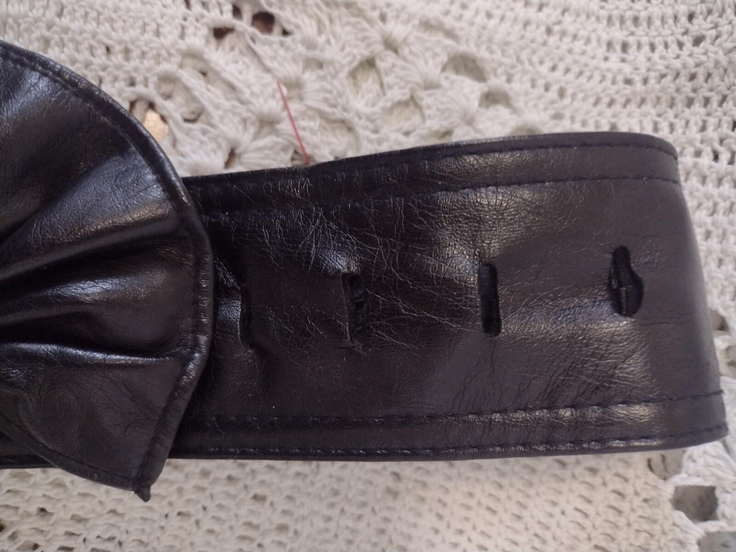 Vintage Black Faux Leather Bow Clutch & Matching Belt Set 80s 90s Evening