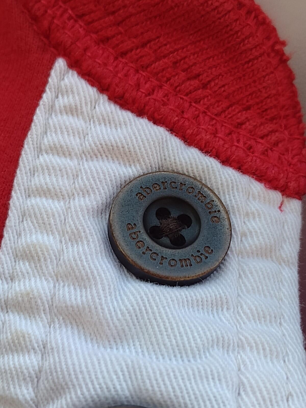 Abercrombie Kids XL Red Henley Top Logo Sleeve Y2K Fitted Women Girls