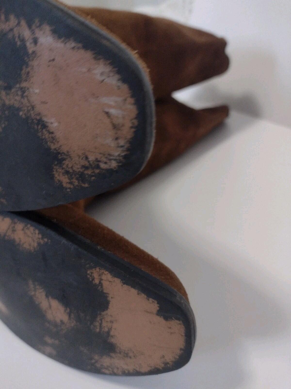 Vintage 70s Brown Suede Western Boots Women’s 10N Soft Shaft Green Lining
