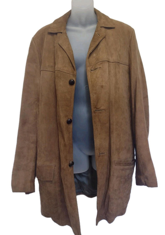 Vintage 60s Sears Oakbrook Suede Jacket M Zip Out Faux Fur Lining Quilon USA