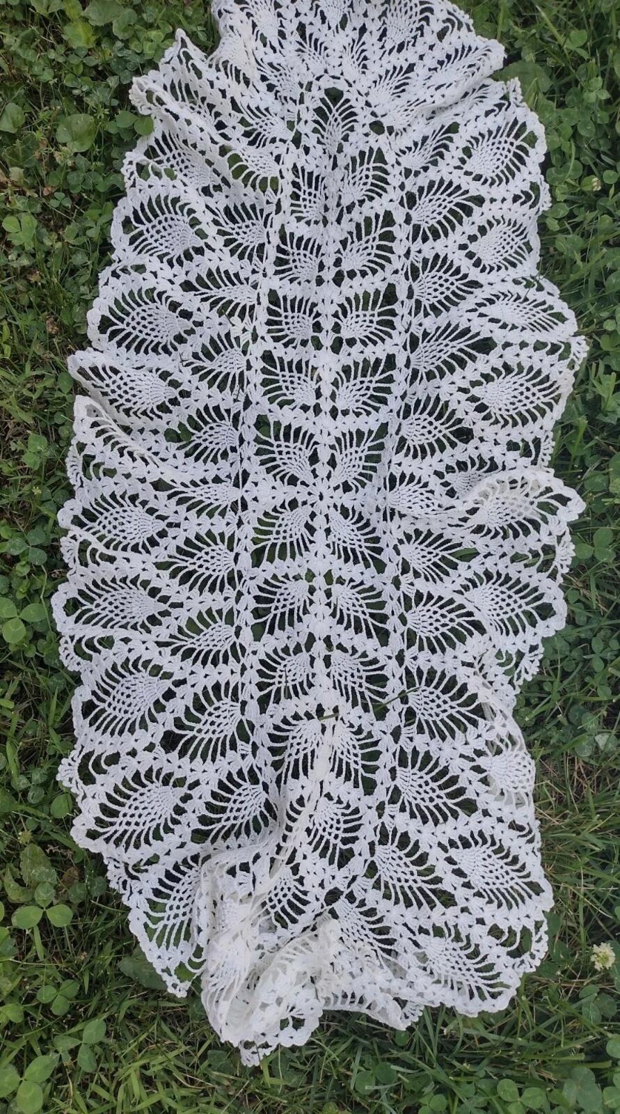 Vintage 40s-60s Crochet Lace Tablecloth + 5 Doilies/Runners Lot White & Ecru