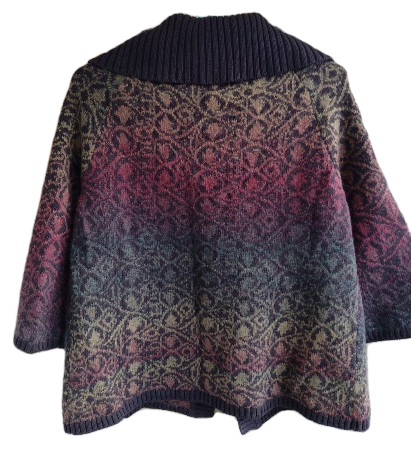BOB TIMBERLAKE Womens Size Medium Gradient Open Front Knit Cardigan 3/4 Sleeves