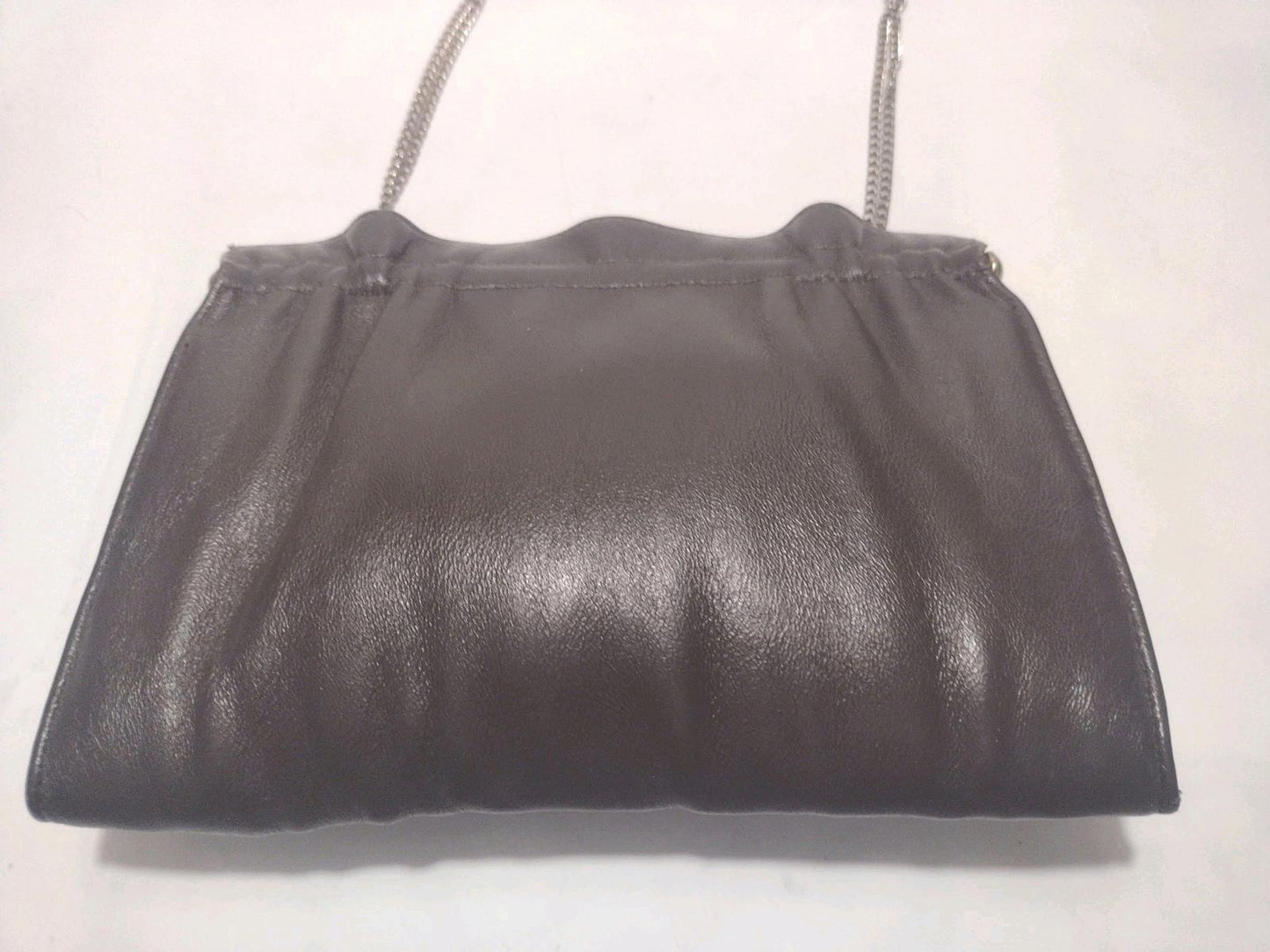 70s Genuine Leather Kiss Lock Purse Bundle Brown & Beige Gold Chain Evening Bags