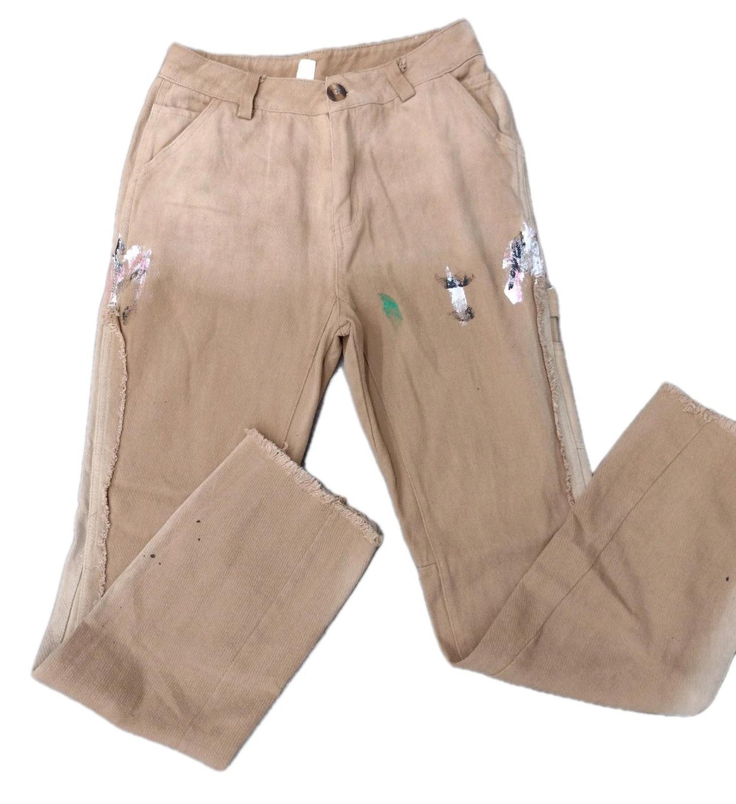 Gallery Dept. Pants Jeans Tan Size S Brown Painted La Flare Art Paint Spatters