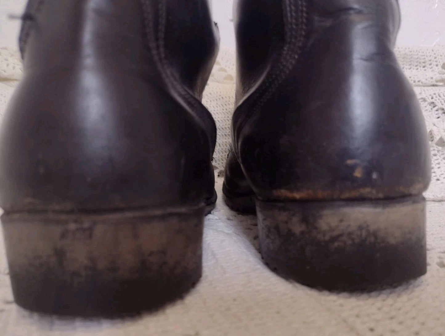 Vintage 1981 Black Leather Combat Boots 8.5R PH Code Original Laces & Soles