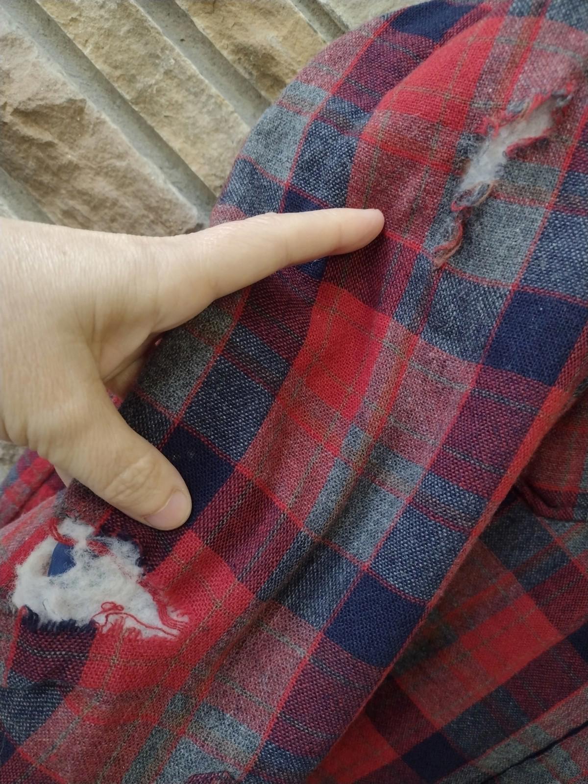 Vintage XL Plaid Wool Shacket Country Touch USA Made Worn Distressed Quilt Lined