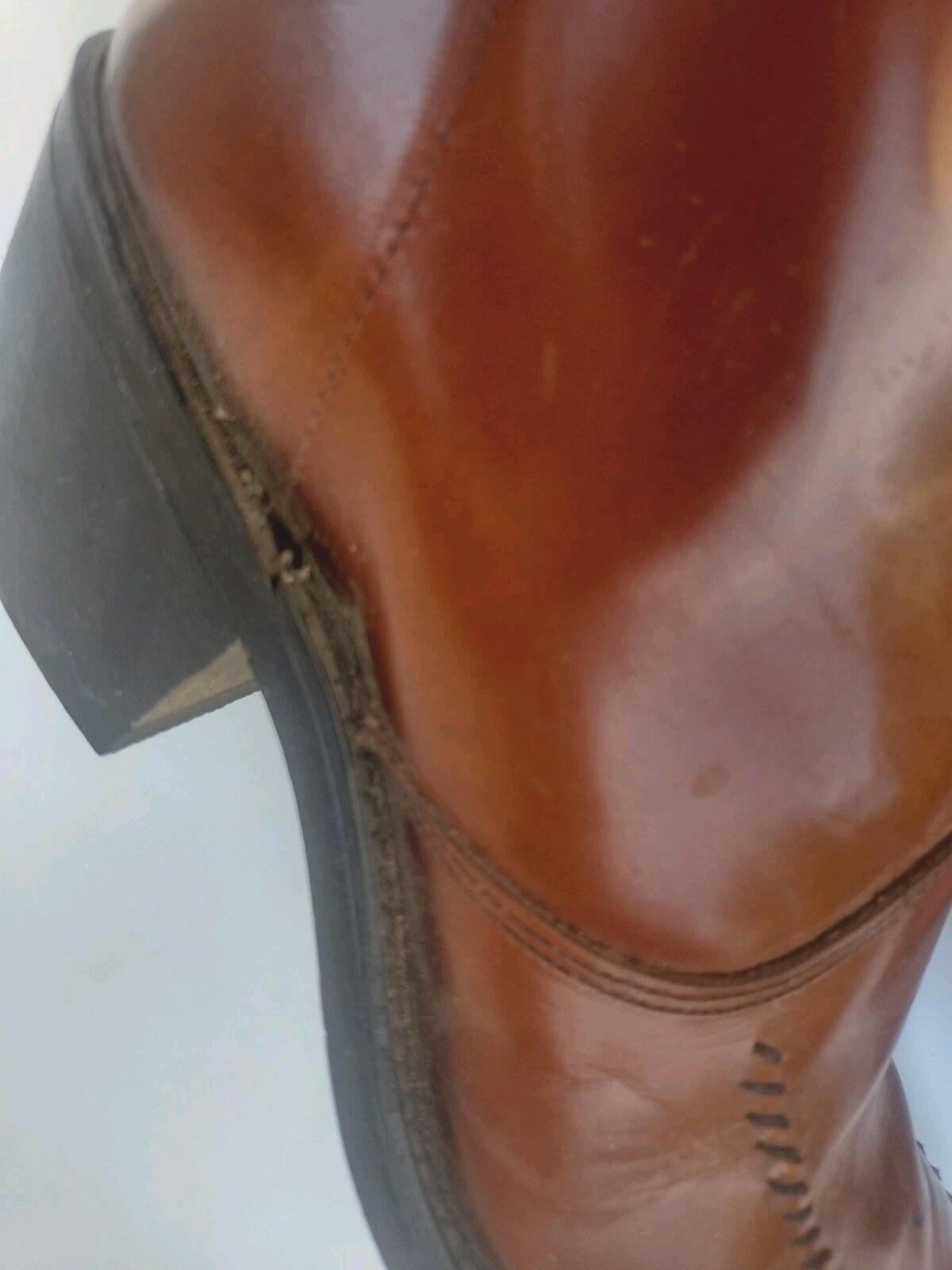 Wrangler Western Ankle Boots USA Vintage 60s Leather Zip Cuban Heel 7D