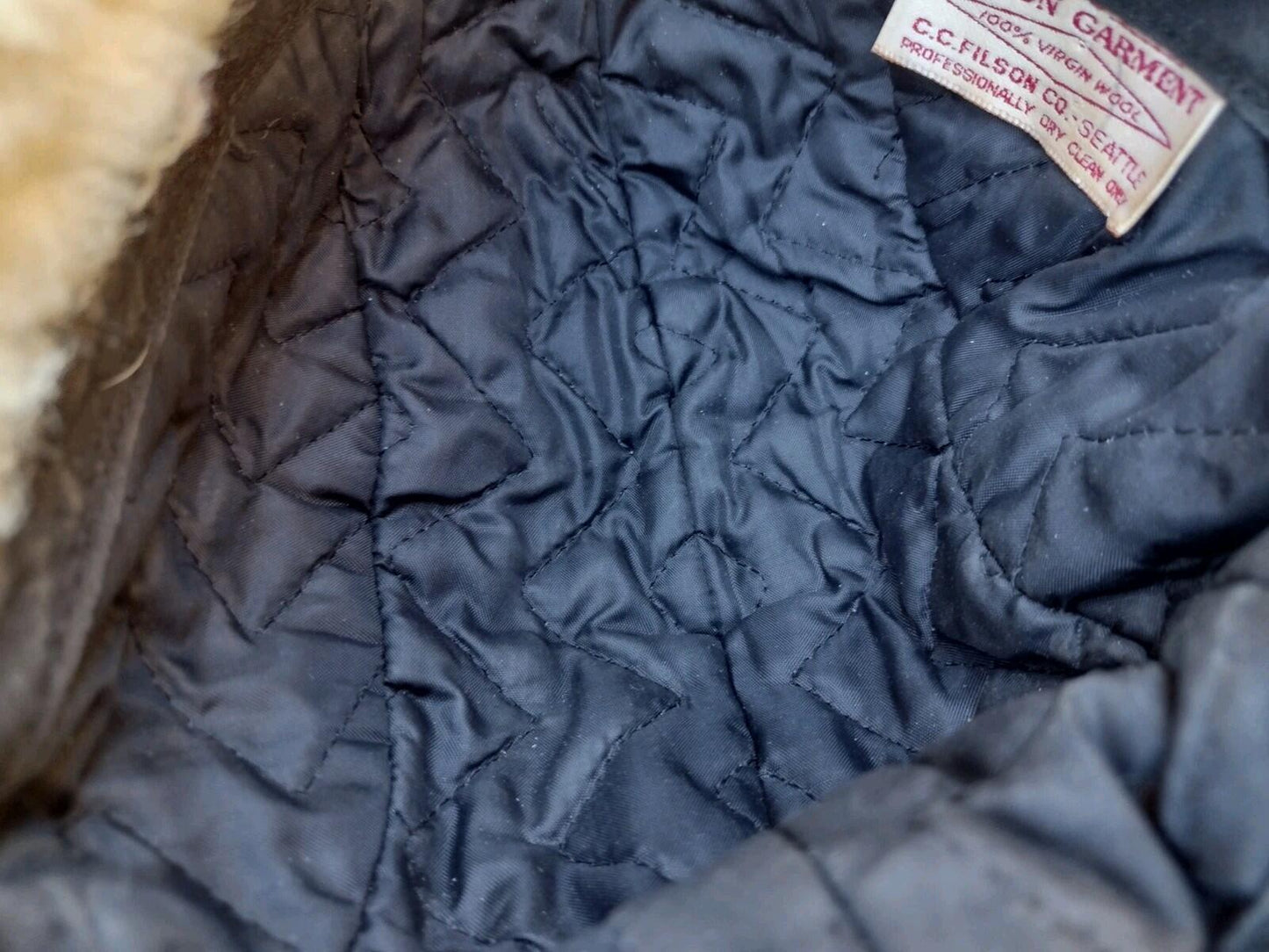 Vintage 80s Filson Wool Trapper Hat Shearling Lined USA ACTWU Medium