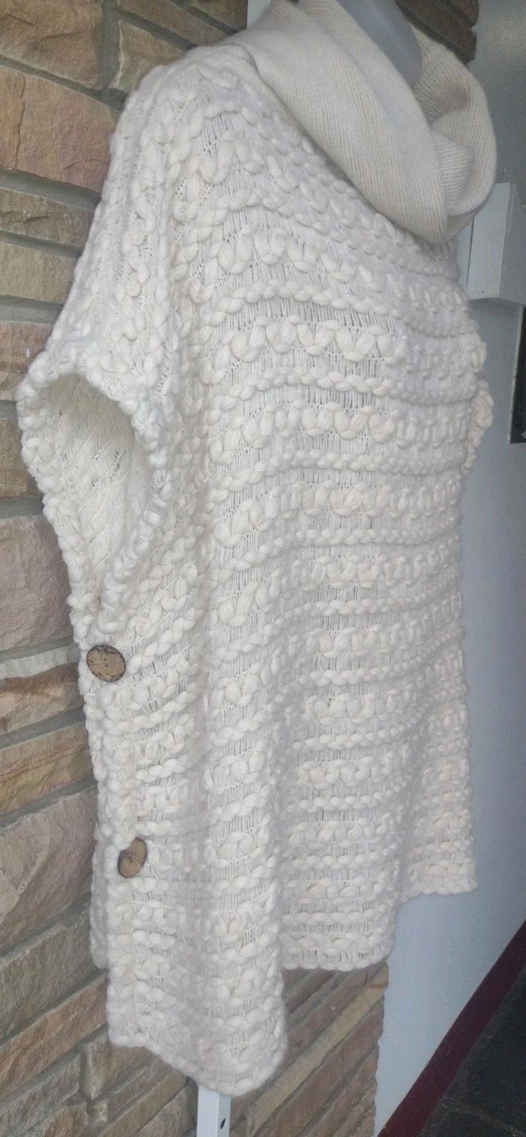 Knit Textured Cowl Neck Sleeveless Sweater Cream Acrylic Pullover Poncho OS