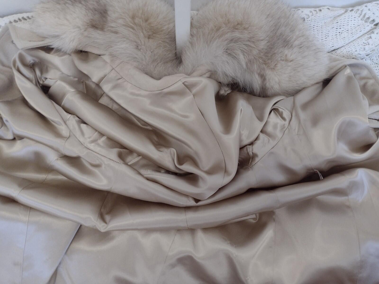 VTG 50s Youthcraft Beige Cashmere Blend Coat Fox Fur Collar Double Breasted Sz S