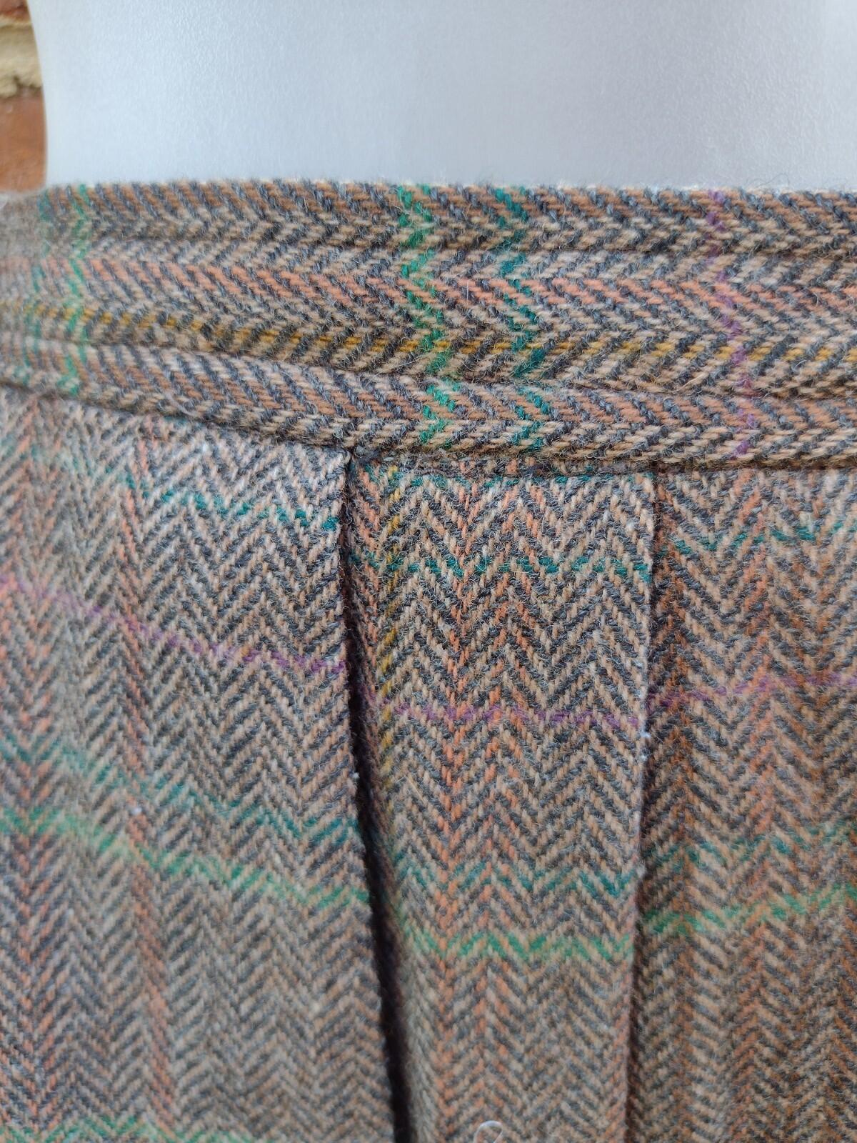 Vintage 70s Austin Hill Wool Tweed Skirt Pleated Preppy Academia Brown USA8