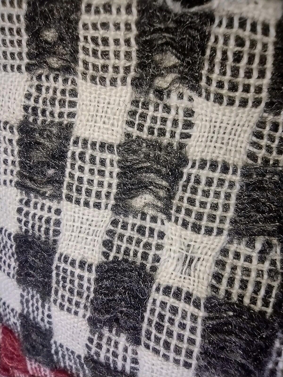 1930s Depression Wool Needlewoven Feed Sack Throw Blanket Red Black Folk 82x60