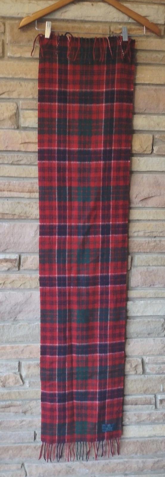 Clans Scotland Red Tartan Plaid Scarf 100% Lambswool Fringe Scarf 56 X 12 in