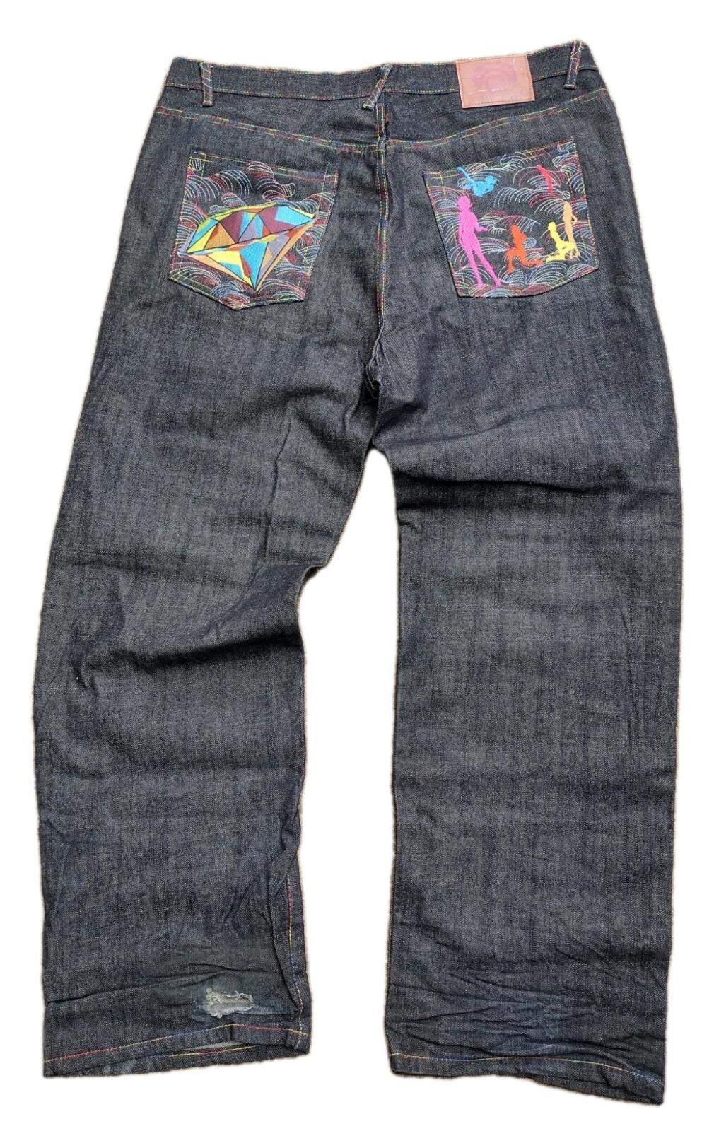 42/32 Rare RMC Ksohoh Embroidered Rainbow Stitch Jeans Japan