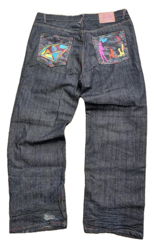 42/32 Rare RMC Ksohoh Embroidered Rainbow Stitch Jeans Japan