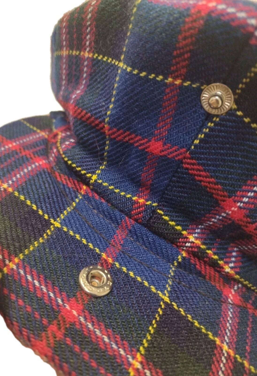 Vintage 50s Shandon Headwear Tartan Wool Tam Balmoral Hat Red Toorie 7 1/4 59