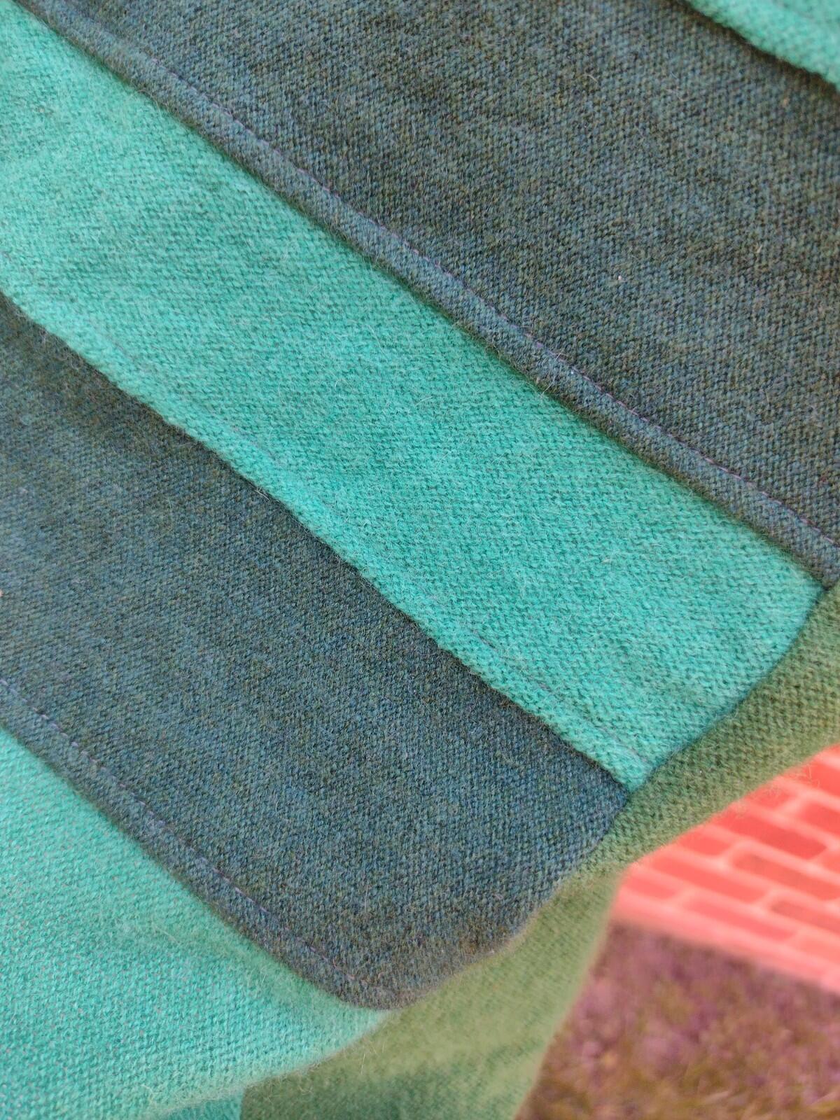 VTG 60s Mod Colorblock Knit Top Green Patchwork Brushed Thin Sweater Women's S