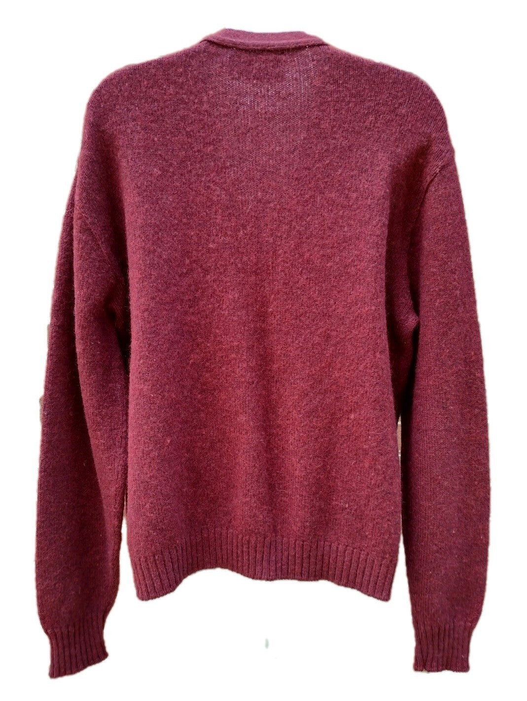Jantzen Cardigan Sweater Mens L Vintage 80s Burgundy Wool Blend Grandpa USA