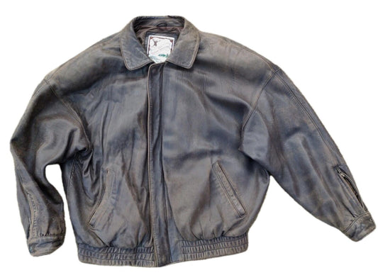 80s Luis Alvear Lamb Leather Bomber L Korea Soft Patina