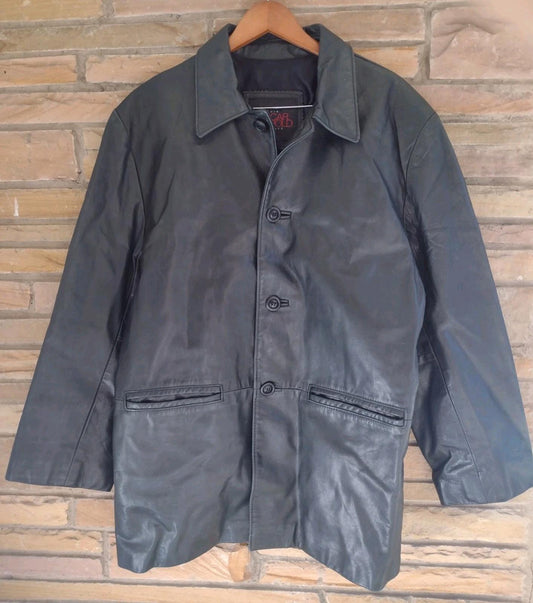Oscar Leopold Black Calfskin Leather Jacket Sz M Canada Style 6202 4 Button VTG