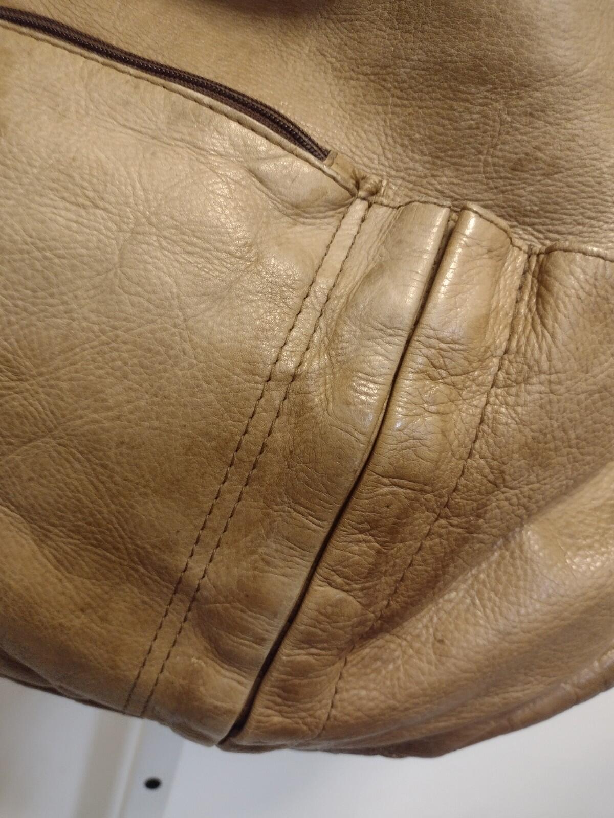 VTG Distressed Leather Messenger Bag Lg Organizer Crossbody