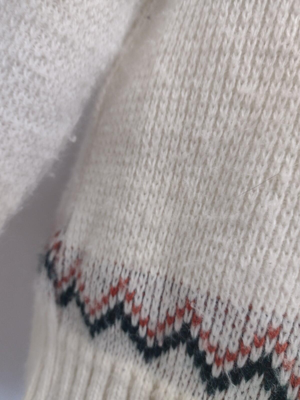 80s McBriar Fair Isle Sweater M Cream Rust Green Nordic Knit