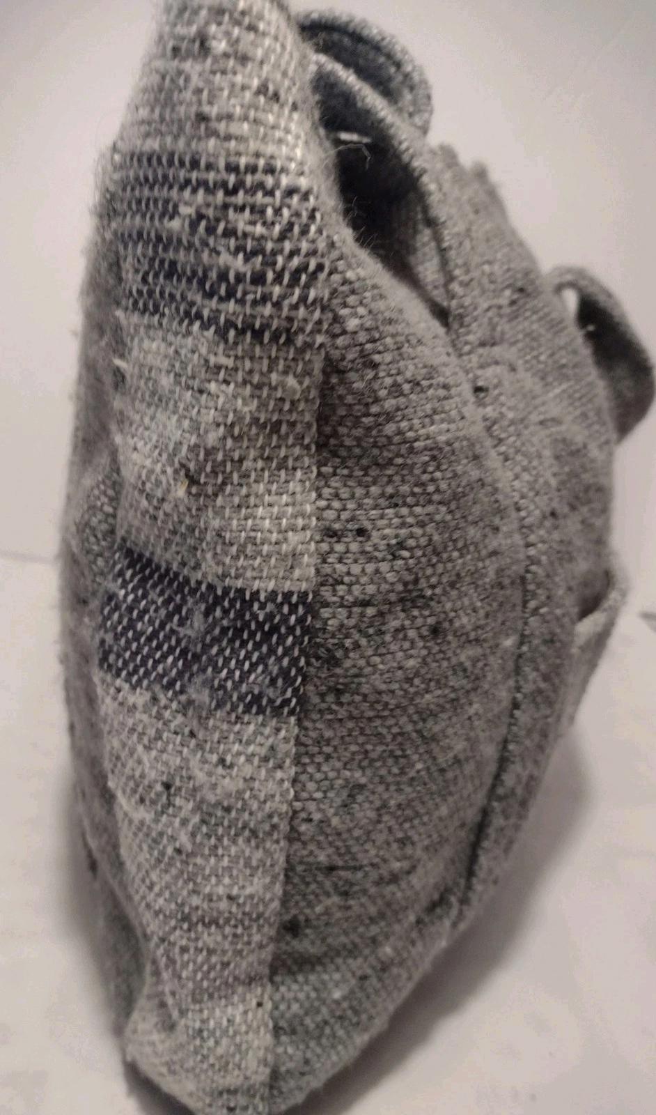 1960s–70s Au Terroir Hand Loomed Wool Tote Bag Gray Speckled Canada Artisan