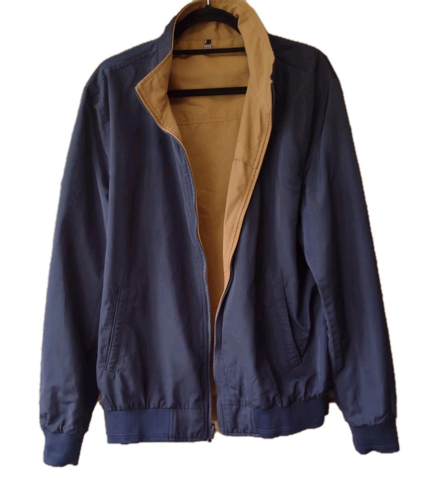 New Lure Urban Reversible Bomber Jacket Khaki Brown Navy Men's XL Retired Design