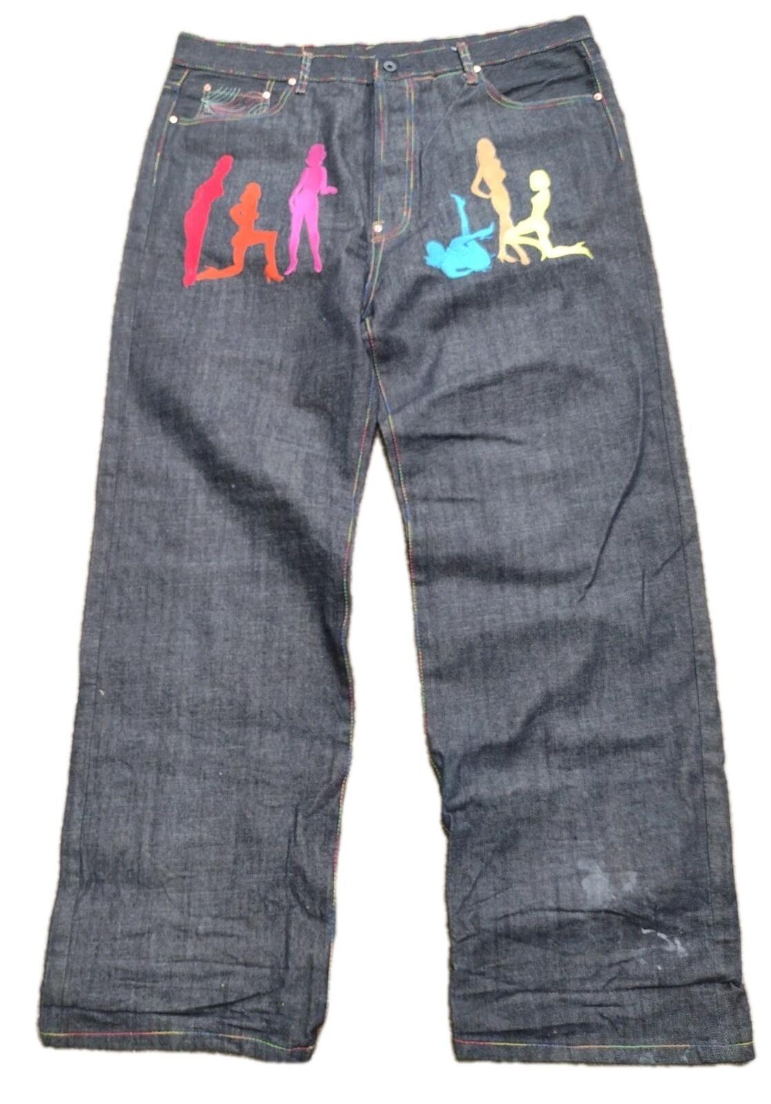 42/32 Rare RMC Ksohoh Embroidered Rainbow Stitch Jeans Japan