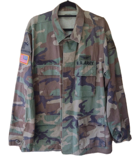 Vintage 80s U.S. Army Camo Jacket 1st Armored Division W ‘Old Ironsides’ Patches
