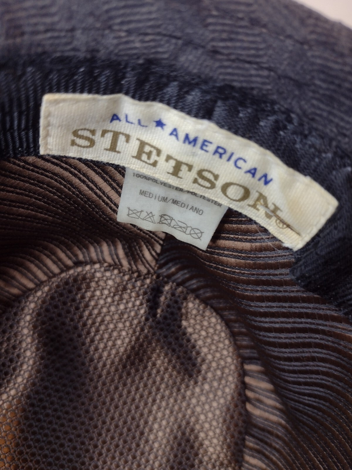 Stetson Trilby Fedora Hat Brown Herringbone Velvet Black Grosgrain Band Medium