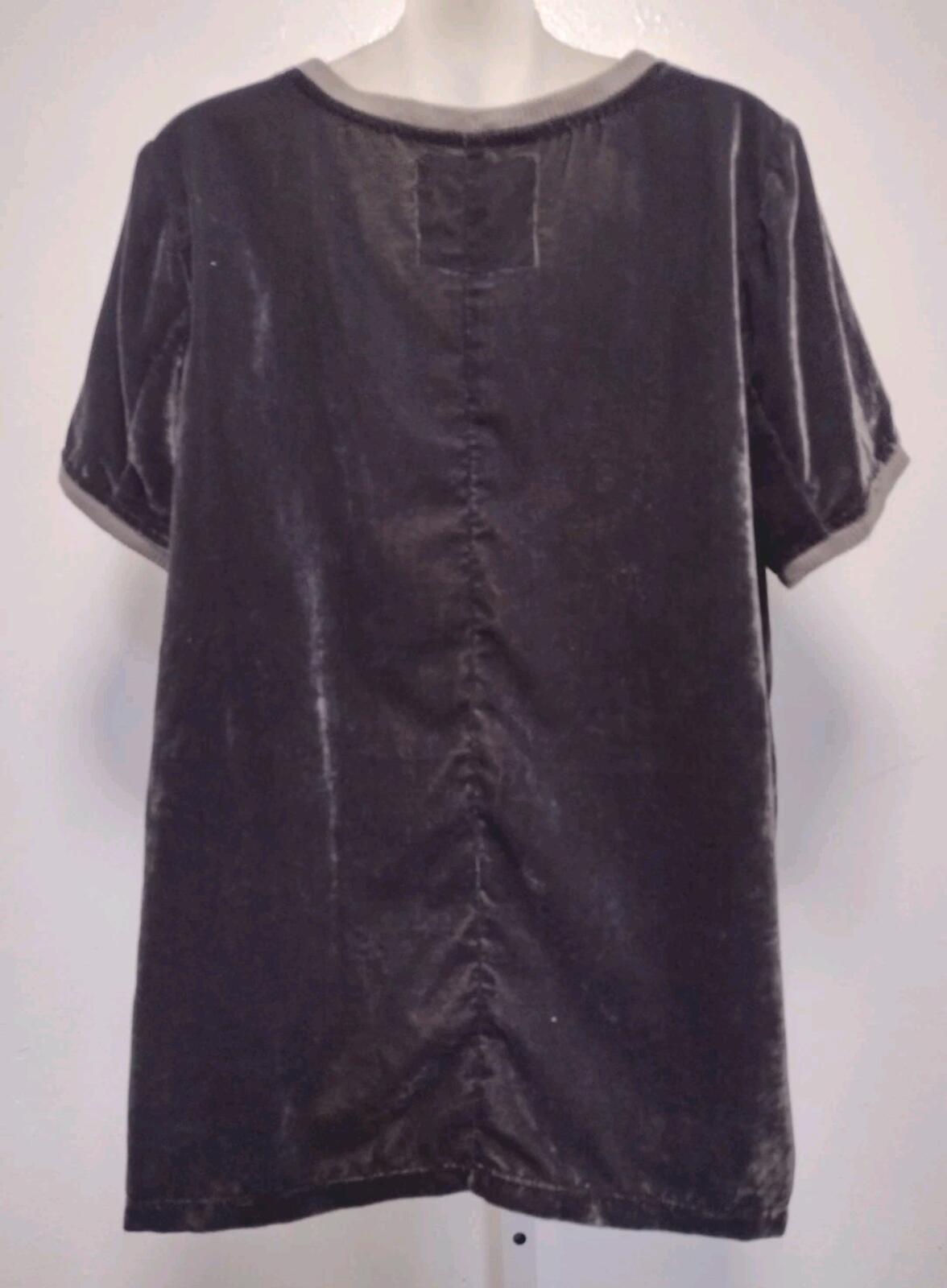 Kyla Seo Brown Velvet Short Sleeve Top Sz S Oversized