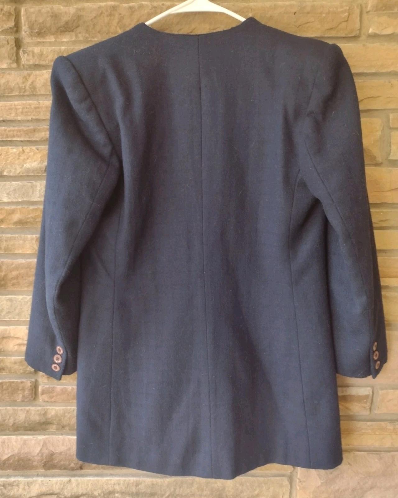 Vintage 80s Sasson Navy Wool Blend Double-Breasted Blazer Sz 4 Jacket