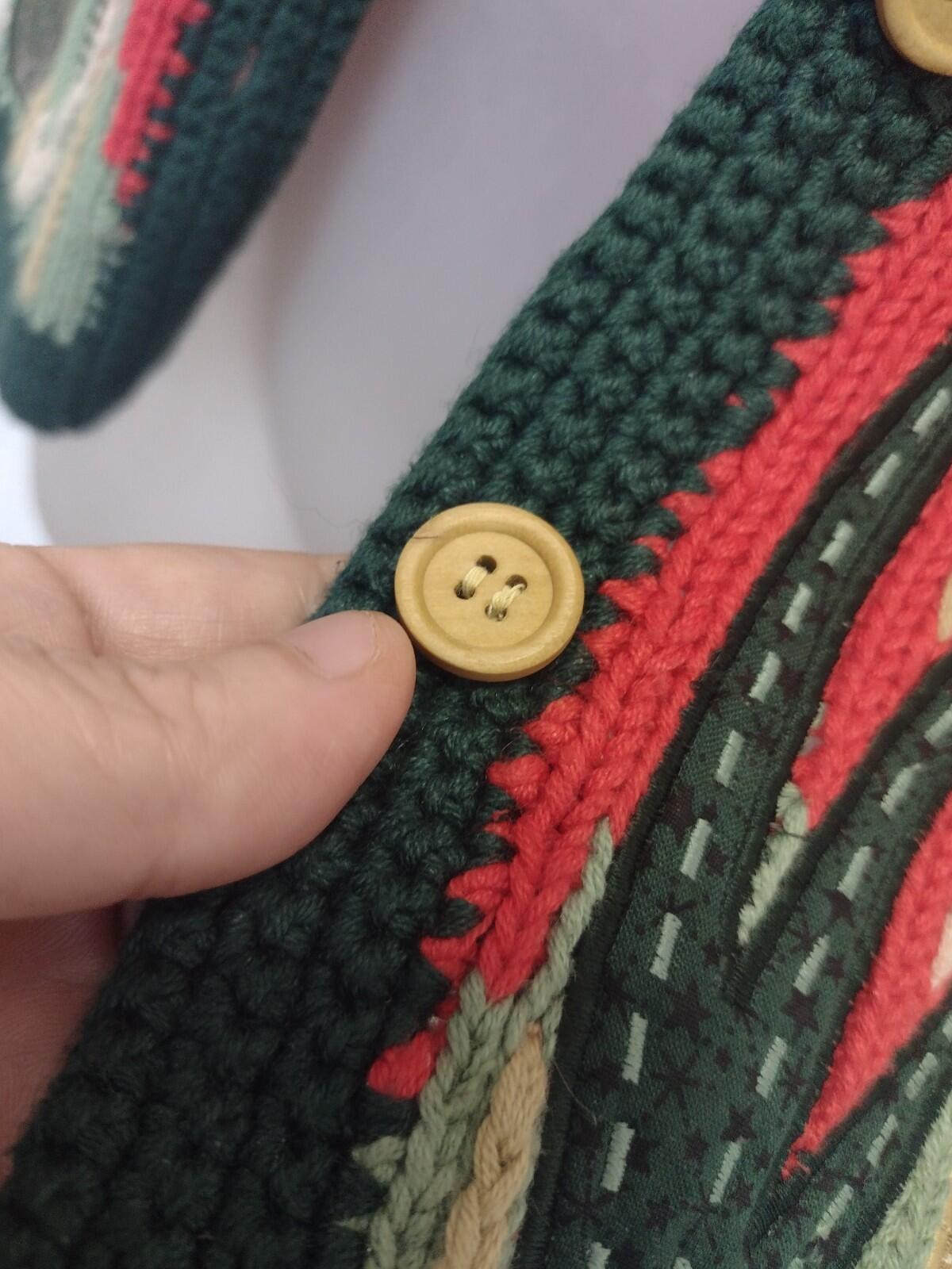 Orvis Ramie Cotton Duck Marsh Scene Sweater XS Wood Buttons Embroidered
