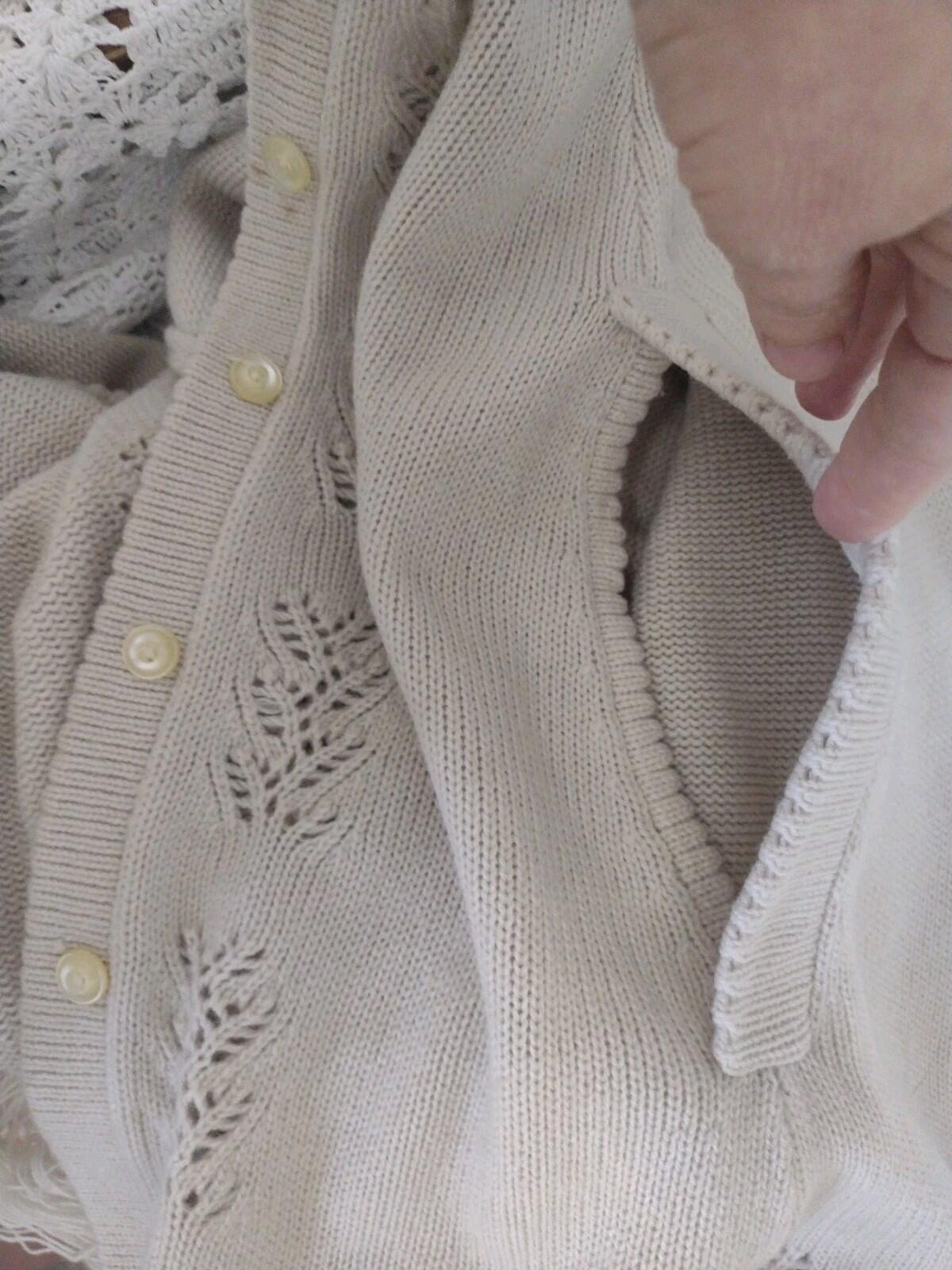 VTG 70s Sweater Bee Hong Kong Knit Poncho Cape Beige Eyelet ButtonsDeadstock