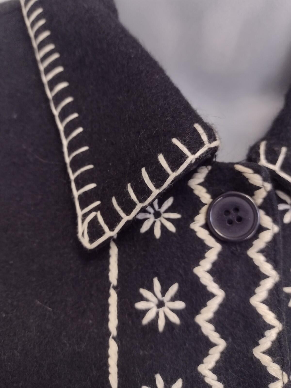 Vintage Y2K Tantrums Wool Black And White Vest Embroidered Whip Stitch Sz XL
