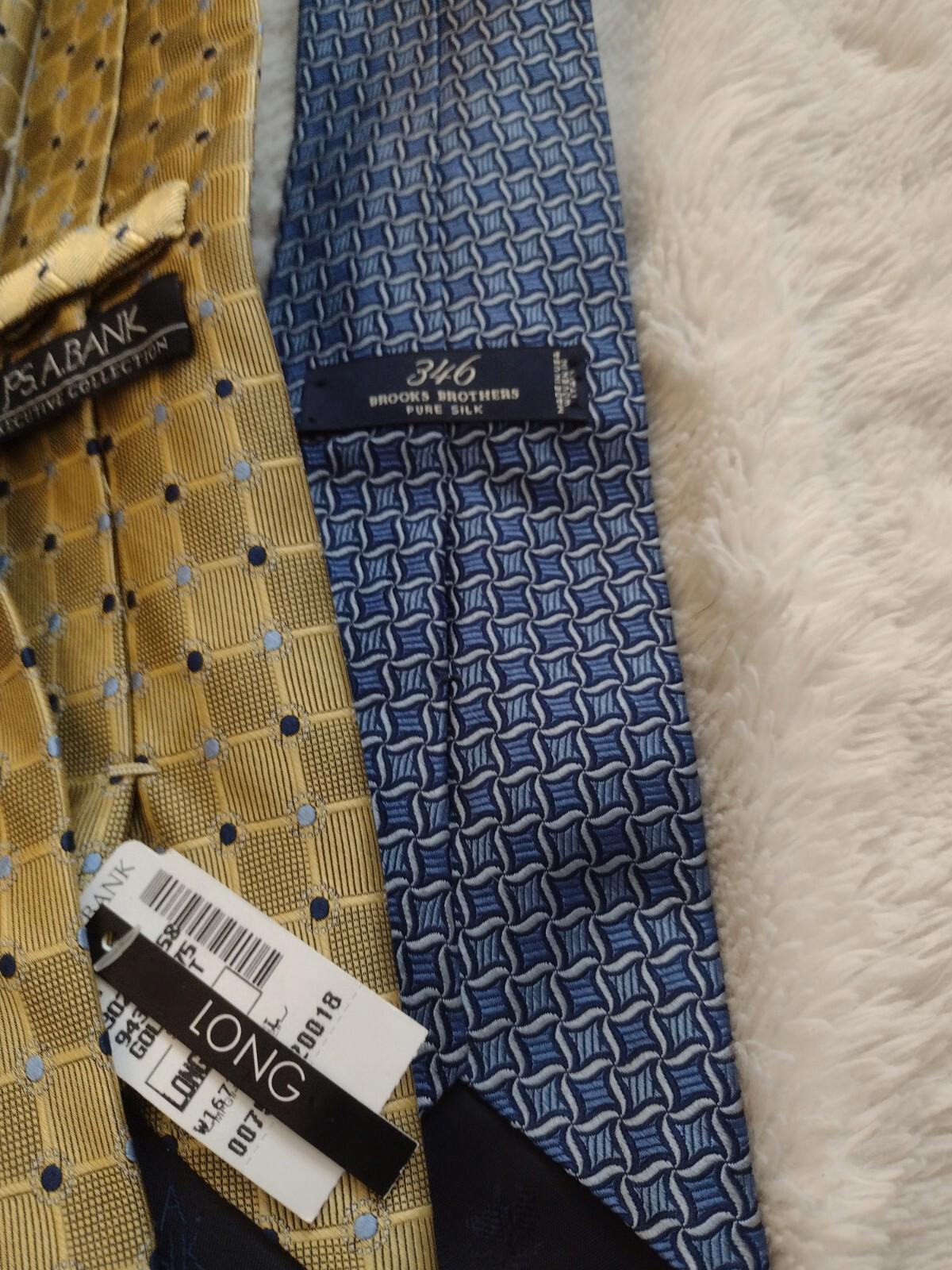Lot Of 5 Designer Silk Ties Blue & Yellow Brooks Bros., Jos. A. Bank, Josh Bach