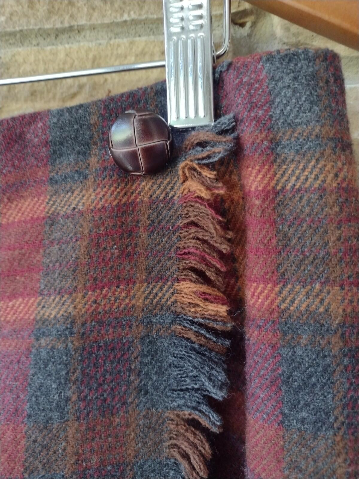 Lady Hazan Vintage 18W Wool Blend Plaid Wrap Look Skirt Fringe USA Made