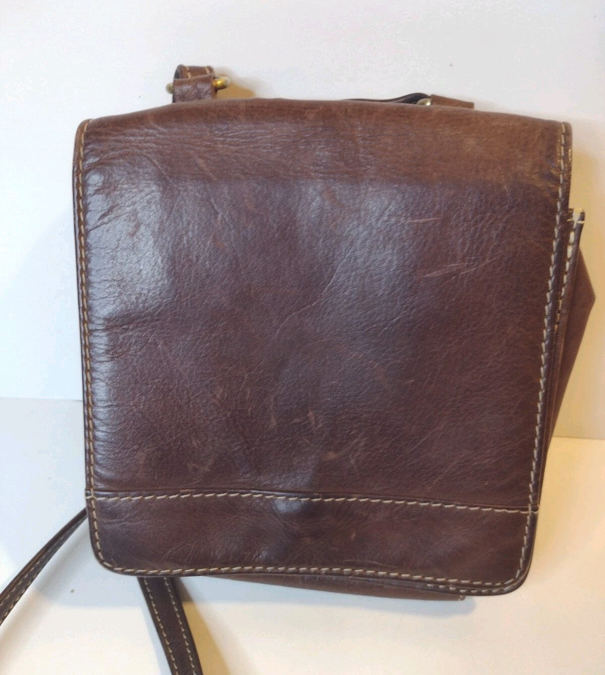 Vintage Chaos Leather Crossbody Organizer Bag Wax Pull Up Rustic Boho Travel