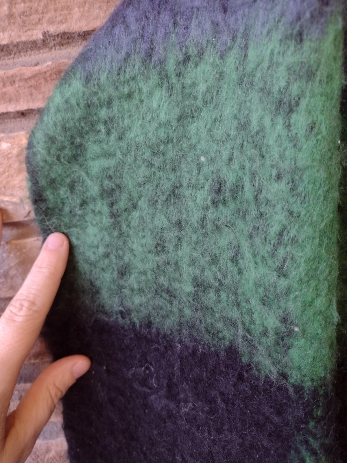 Soft & Fuzzy XL Large Scale Blue & Green Striped Fringe Scarf Wrap Shawl 96 X18