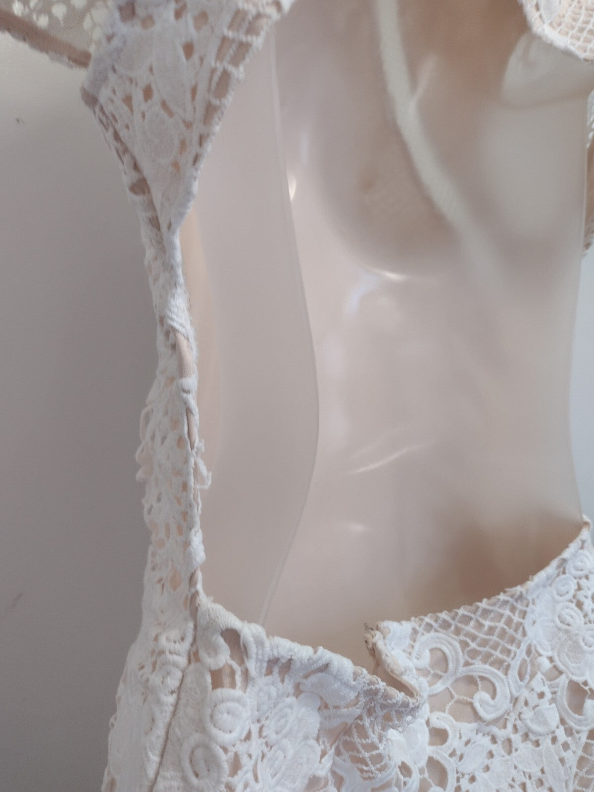 Superdown Lace Mini Dress Open Back White Bridal Cocktail Coquette Large
