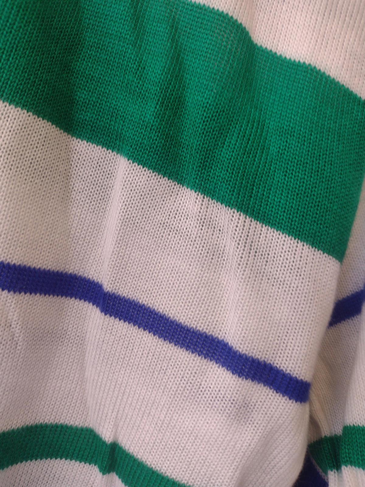 VTG 70s Kathryn Conover Sailor Collar Nautical Sweater M Hong Kong Blue Green