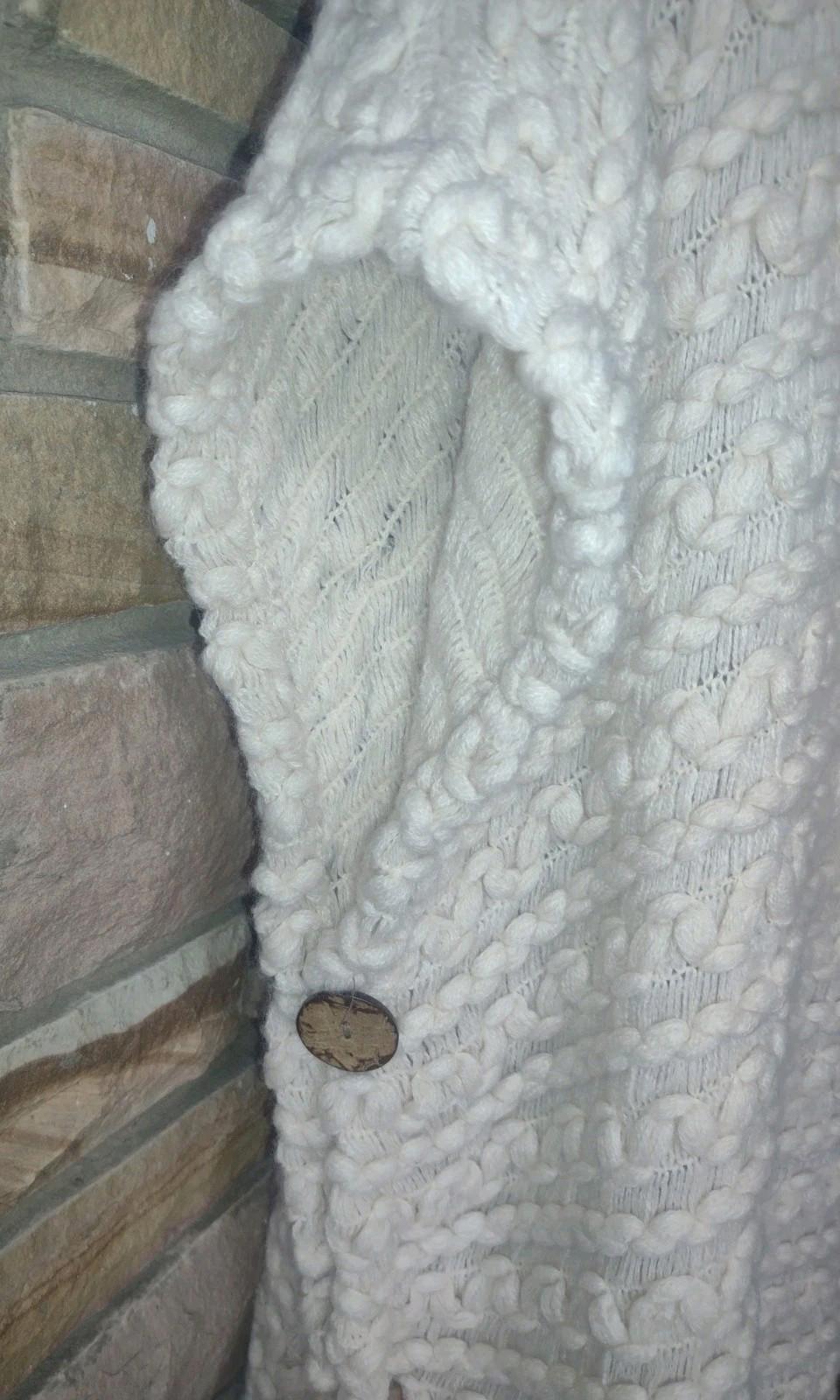 Knit Textured Cowl Neck Sleeveless Sweater Cream Acrylic Pullover Poncho OS