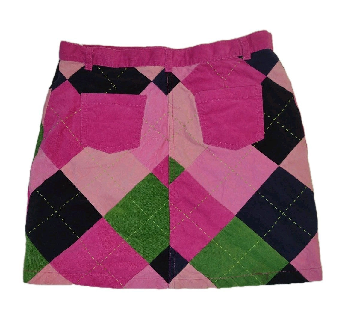 Lilly Pulitzer Velveteen Micro Mini Skirt Y2K Preppy Argyle Plaid Pink XS