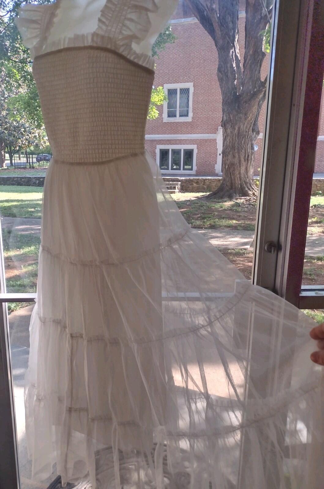 Baltic Born Emma Smocked Tulle Dress White 1XL Tiered Ruffle Lined Excellent