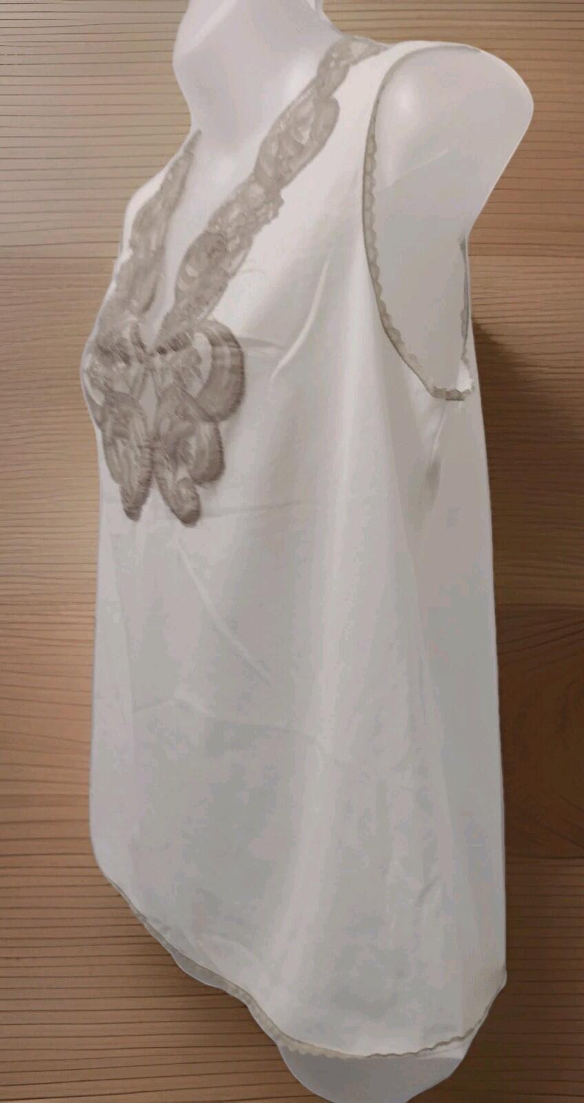 Vintage 50s Hollywood Vassarette Nylon Camisole Top Lace Peekaboo Crepelon S USA