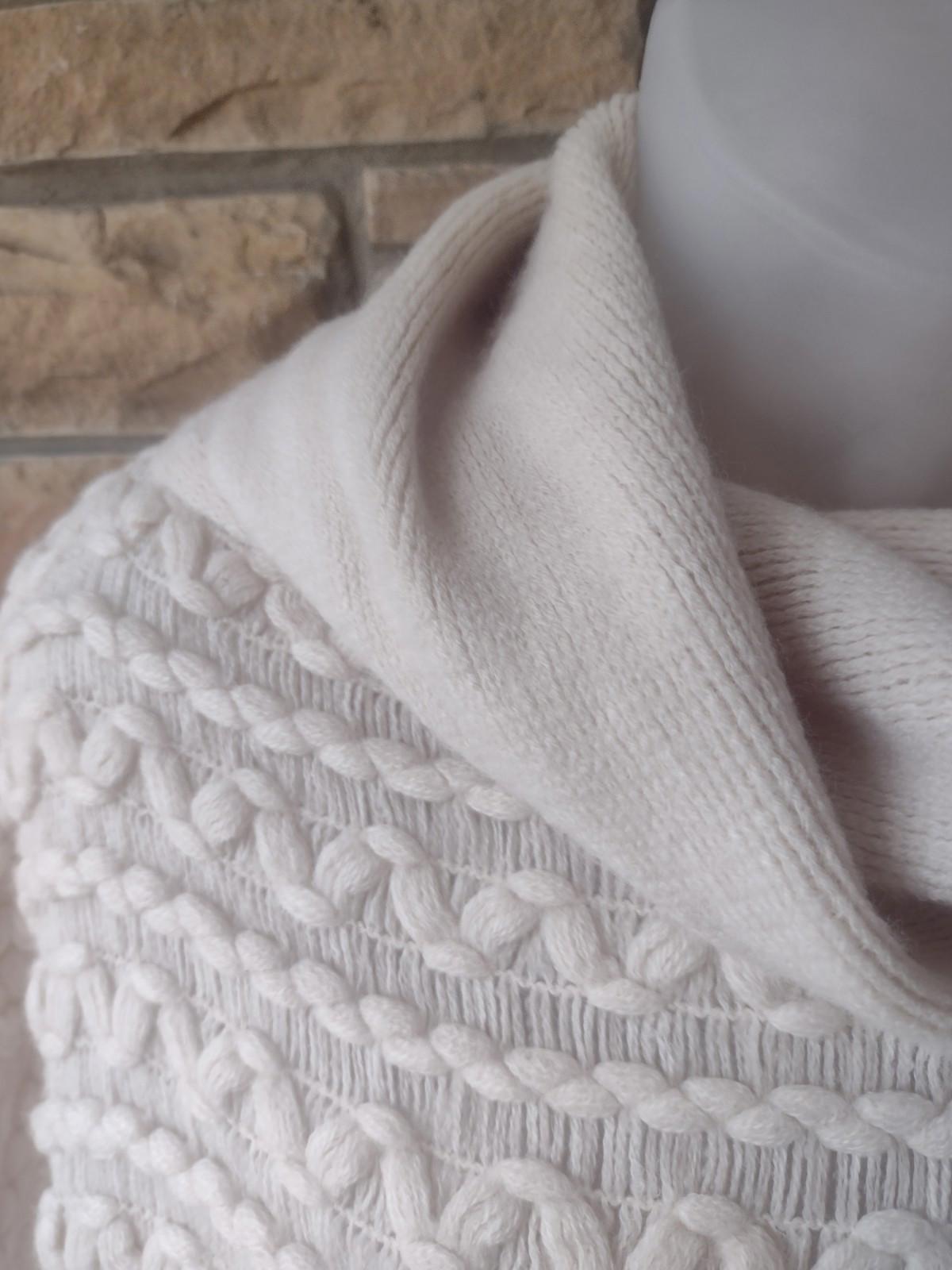 Knit Textured Cowl Neck Sleeveless Sweater Cream Acrylic Pullover Poncho OS
