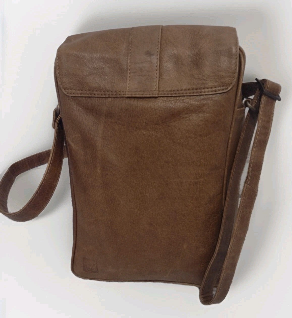Vintage Leather Document Satchel Bag Brass Push Lock YKK Zipper Adjustable Strap