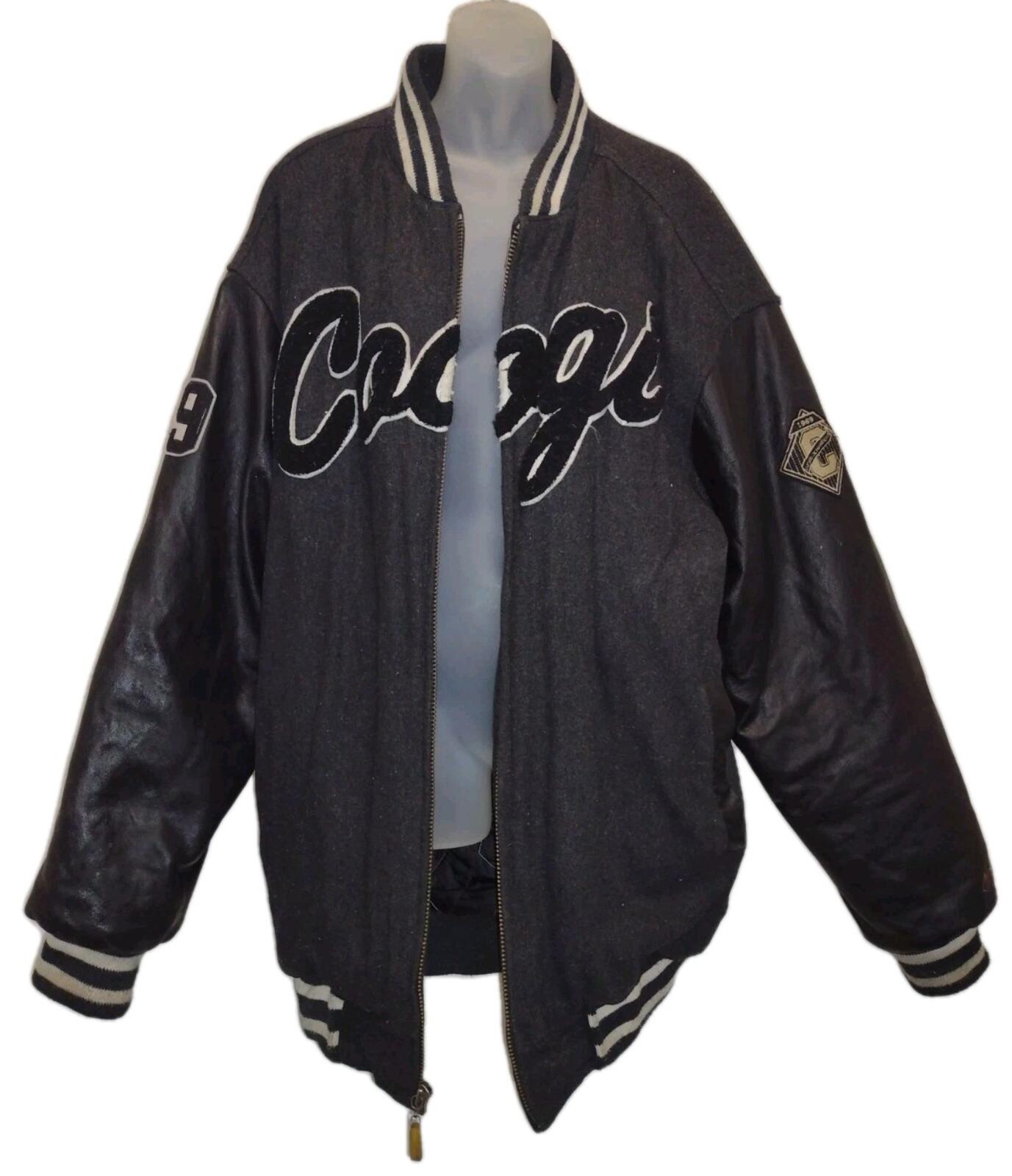 COOGI XXL Varsity Jacket Rainbow Stitch Script Logo Black